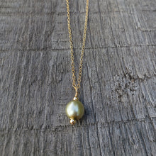 Load image into Gallery viewer, GF Green Gold Pearl Drop Necklace I