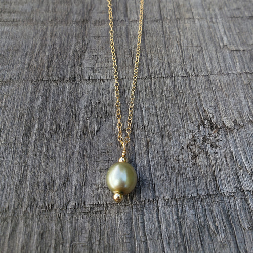 GF Green Gold Pearl Drop Necklace I