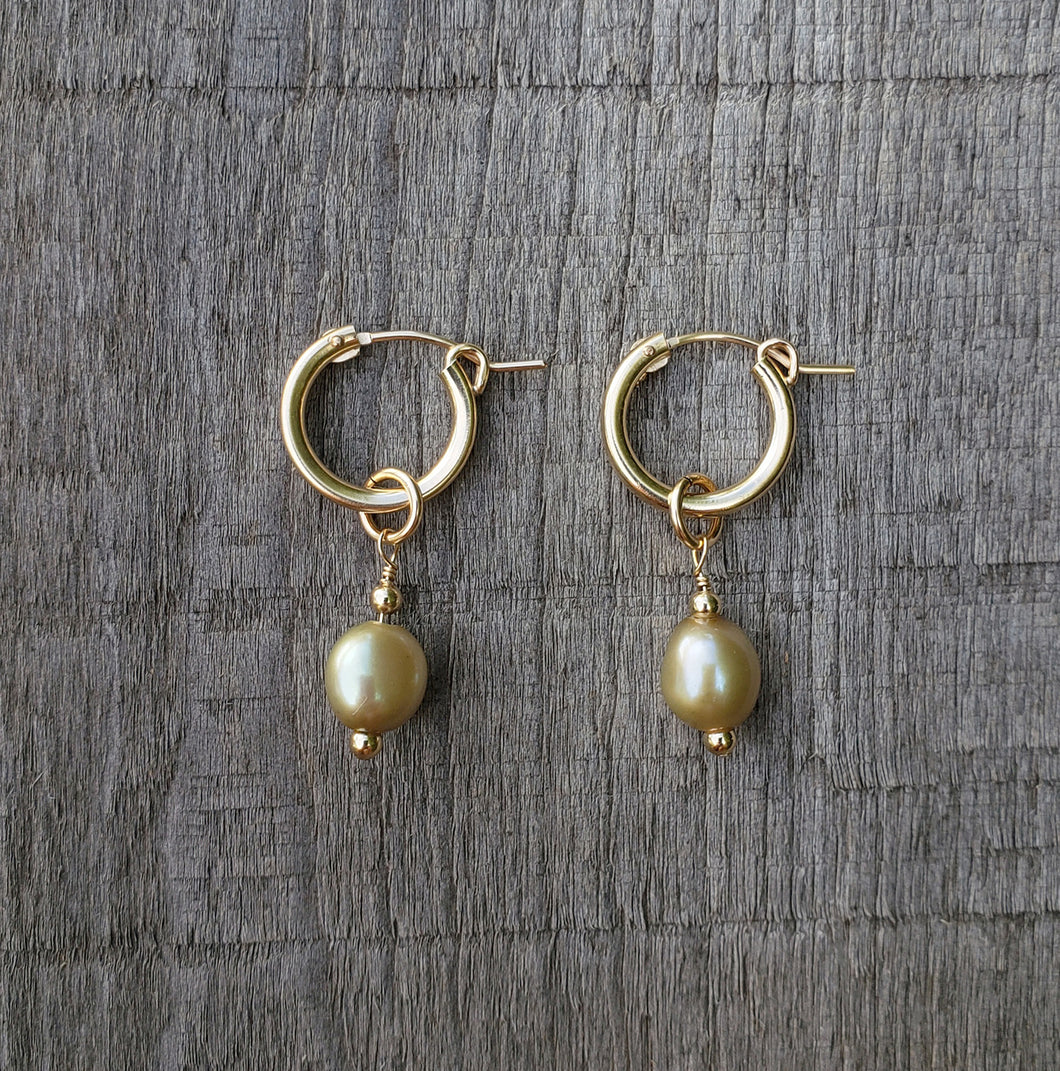 GF Green Gold Pearl Drop Earrings I