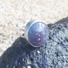 Load image into Gallery viewer, Iolite Sunstone Round Ring SS